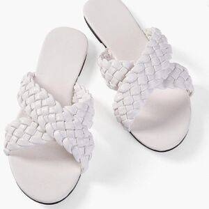 Braided Leather Nude Crossover Sandals